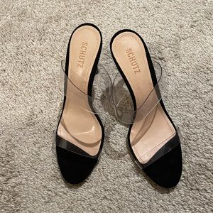 Schutz Black clear heels